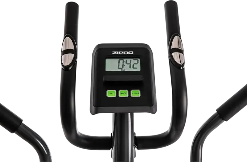 Elliptical Zipro Neon, Control Manual al Tensiunii cu 8 Nivele, Consola Digitala LCD, Manere si Pedale Mobile, Negru cu Verde Lime