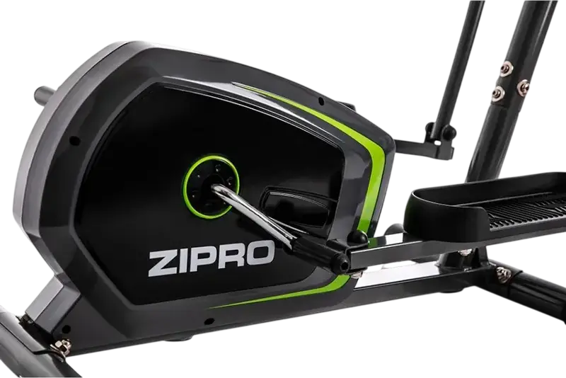 Elliptical Zipro Neon, Control Manual al Tensiunii cu 8 Nivele, Consola Digitala LCD, Manere si Pedale Mobile, Negru cu Verde Lime