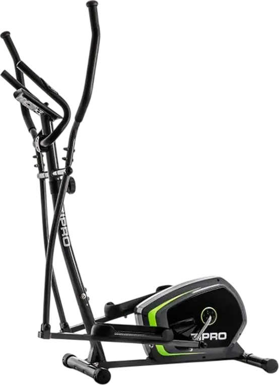 Elliptical Zipro Neon, Control Manual al Tensiunii cu 8 Nivele, Consola Digitala LCD, Manere si Pedale Mobile, Negru cu Verde Lime