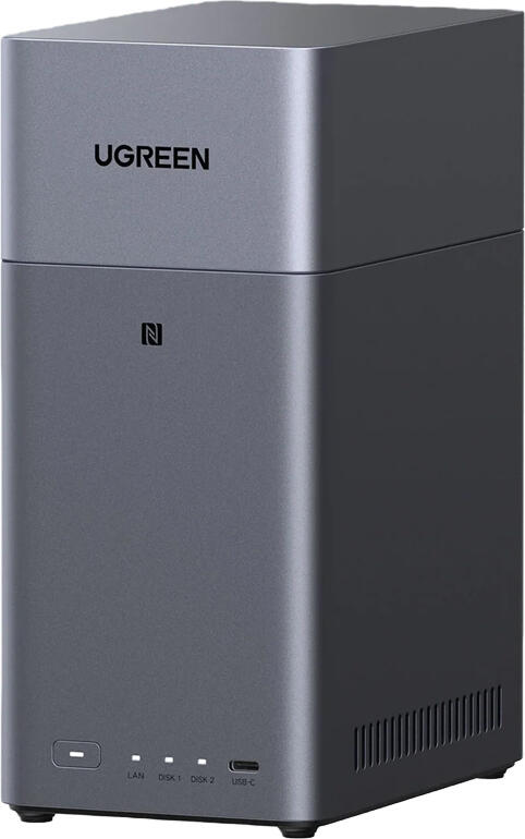 UGREEN DH2300 2-Bay NAS Network Attached Storage, 4GB RAM, Aluminum Body, HDMI 4K@60Hz, RAID 0/1/JBOD, AI Photo Organization, Black