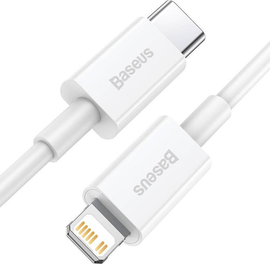 Baseus Superior Series USB-C to Lightning Cable, 20W PD Fast Charging, 1m, 480Mb/s Data Transfer, Smart Chip Protection, White