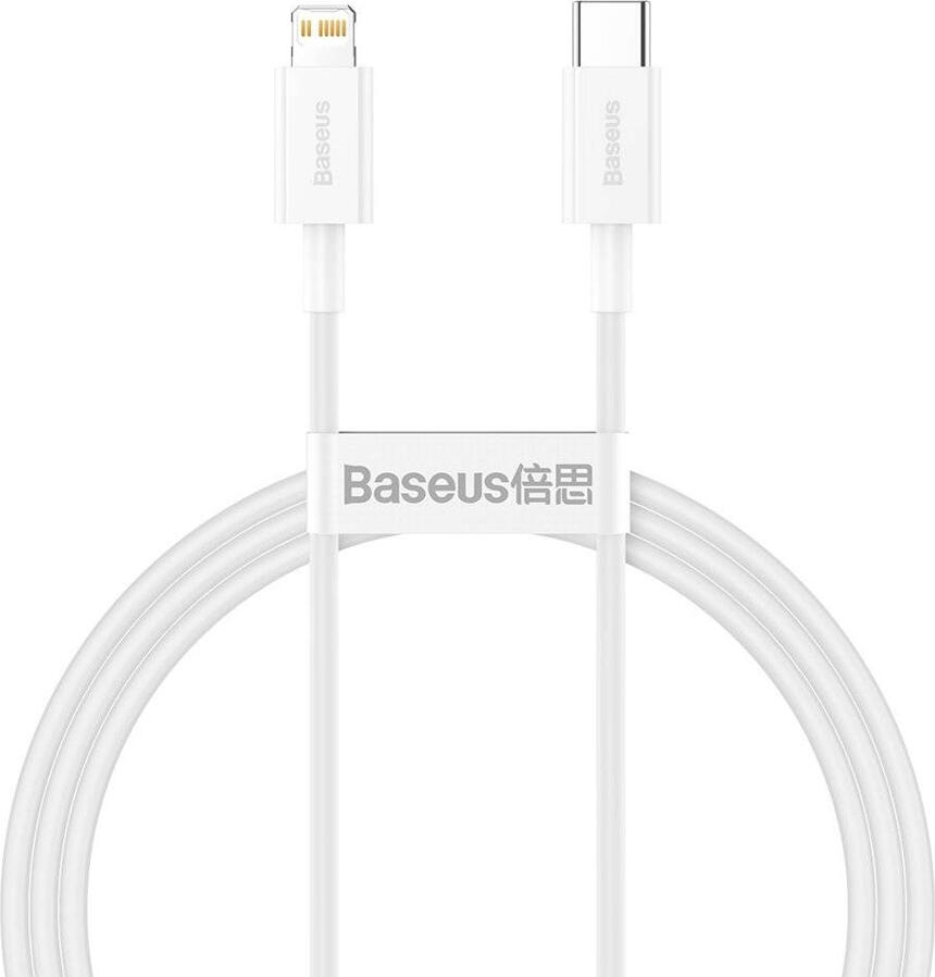 Baseus Superior Series USB-C to Lightning Cable, 20W PD Fast Charging, 1m, 480Mb/s Data Transfer, Smart Chip Protection, White