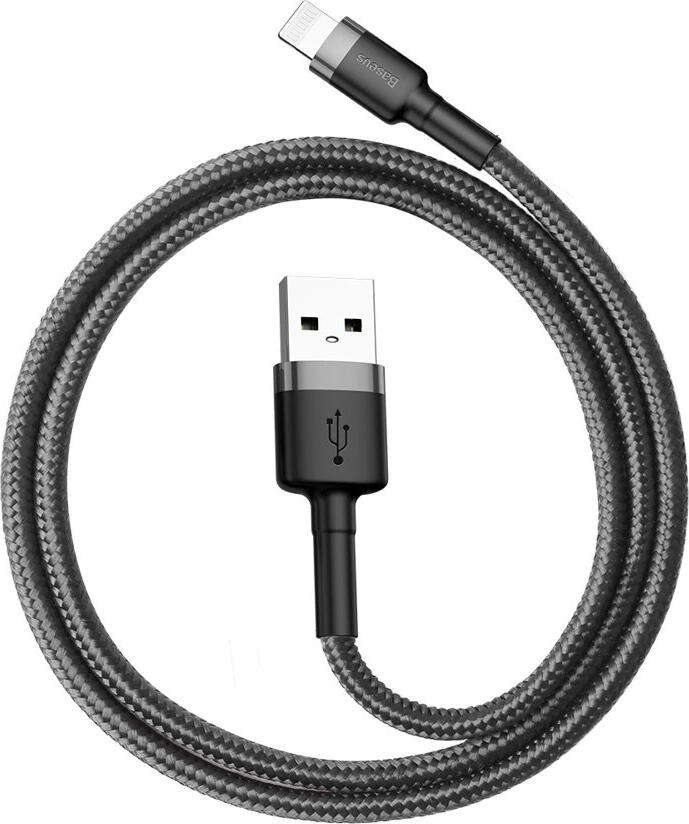 Baseus Cafule USB to Lightning Cable 2.4A 0.5m Nylon and Silicone Double Sheath Pure Copper Fast Charging Data Cable 480Mbps for Apple Devices