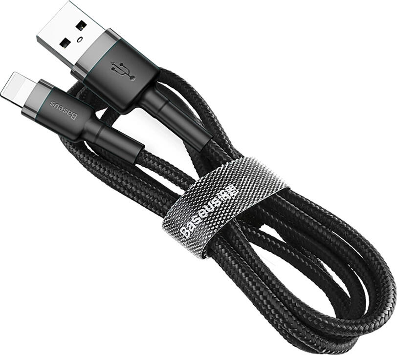 Baseus Cafule USB to Lightning Cable 2.4A 0.5m Nylon and Silicone Double Sheath Pure Copper Fast Charging Data Cable 480Mbps for Apple Devices