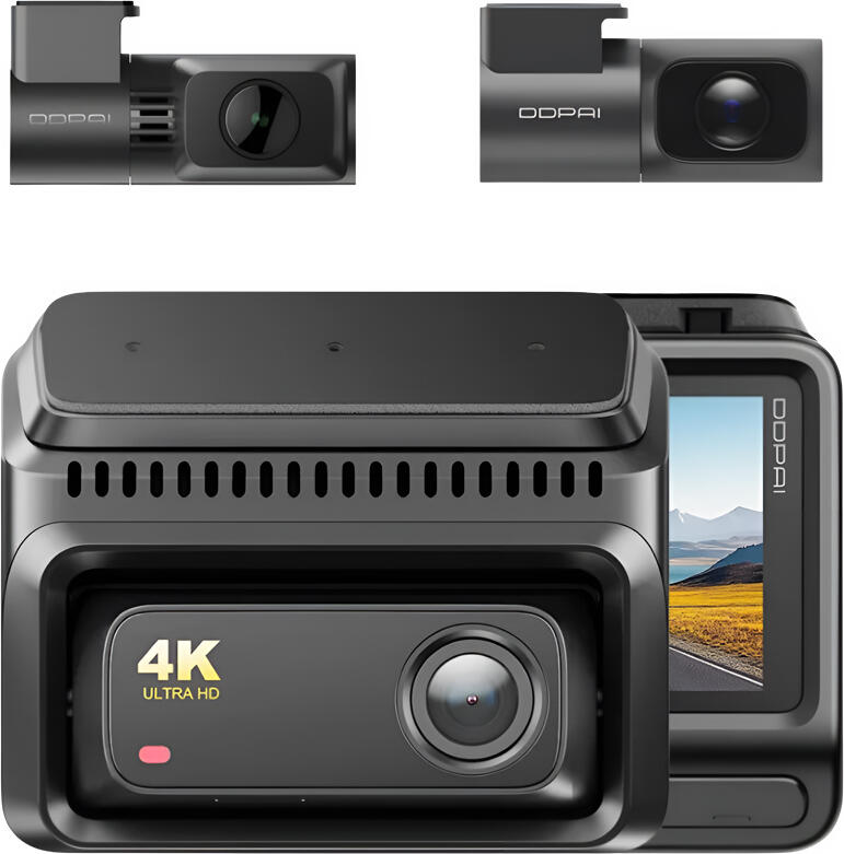 DDPai Z60T Triple Dash Cam 4K Front, 2K Cabin & Full HD Rear, HDR, AI Night Vision, GPS, Wi-Fi 6, 4G LTE, 3" Screen, Black