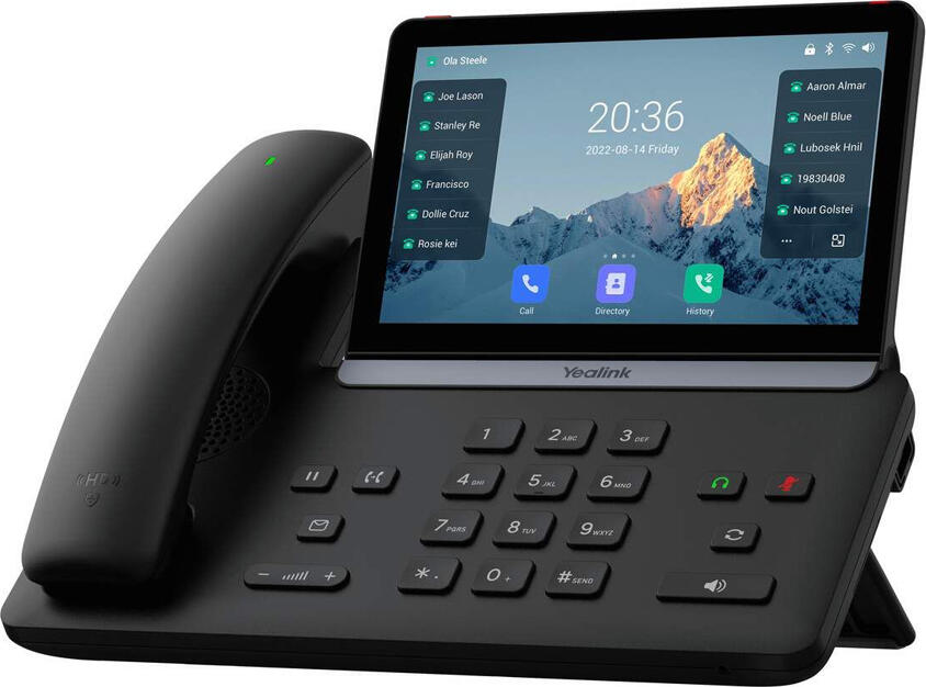 IP-телефон Yealink T88W Pro, сенсорный экран 7 дюймов, Android 13, 16 SIP-аккаунтов, двухдиапазонный Wi-Fi, Bluetooth 5.0, PoE, Gigabit Ethernet, черный