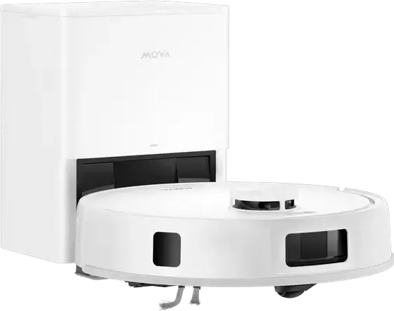 Robot Aspirator si Mop Mova E20s Pro Plus cu Statie de Auto-Golarire, Putere Suctie 13kPa, Evitare Obstacole 3DAdapt, Mapare Laser, Filtru HEPA, Alb