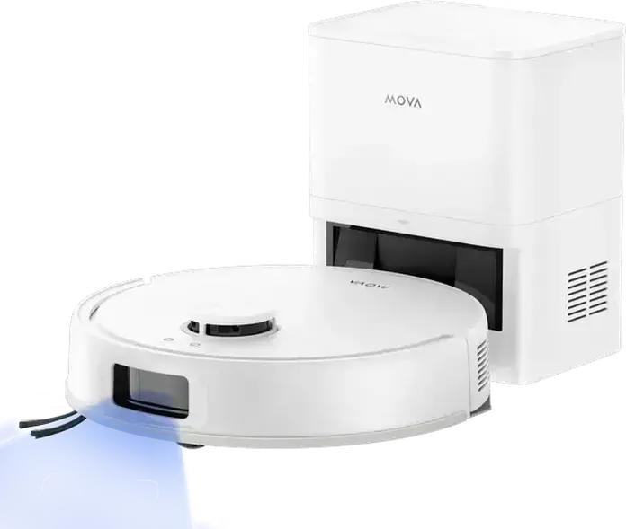 Robot Aspirator si Mop Mova E20s Pro Plus cu Statie de Auto-Golarire, Putere Suctie 13kPa, Evitare Obstacole 3DAdapt, Mapare Laser, Filtru HEPA, Alb