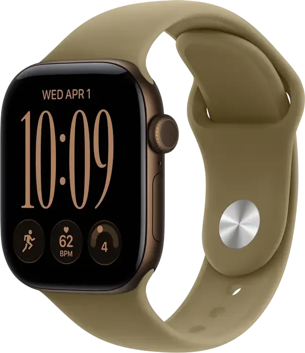 Apple Watch Series 12 MJEF4 Smartwatch, 42mm Aluminium Case, S11 Chip, 64GB, Retina LTPO3 OLED Display, GPS, 5 ATM Water Resistant, Olive Sport Band