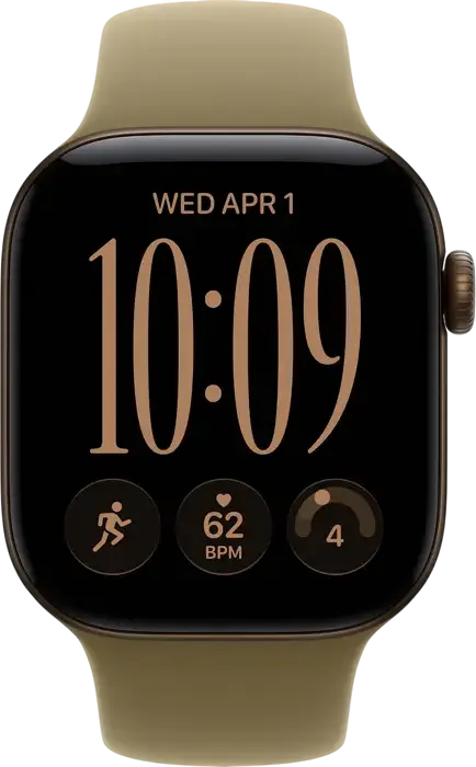 Apple Watch Series 12 MJEF4 Smartwatch, 42mm Aluminium Case, S11 Chip, 64GB, Retina LTPO3 OLED Display, GPS, 5 ATM Water Resistant, Olive Sport Band