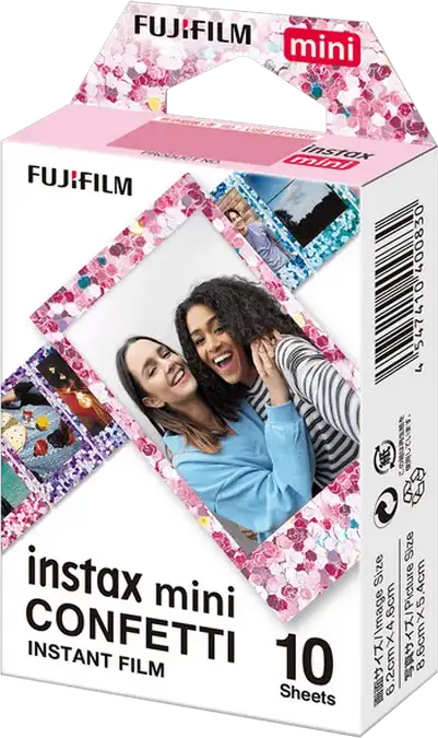 Fujifilm Instax Mini Confetti Instant Film, 10 Sheets per Pack, 8.6 cm x 5.4 cm Picture Size, Compatible with Instax Mini Cameras and Mini Link Printers