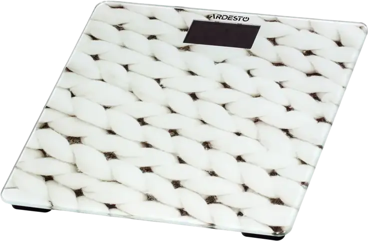 Ardesto SCB-965KNIT Electronic Bathroom Scale, 150kg Max Load, Tempered Glass Platform, LED Display, White Knit Design, 31x31 cm