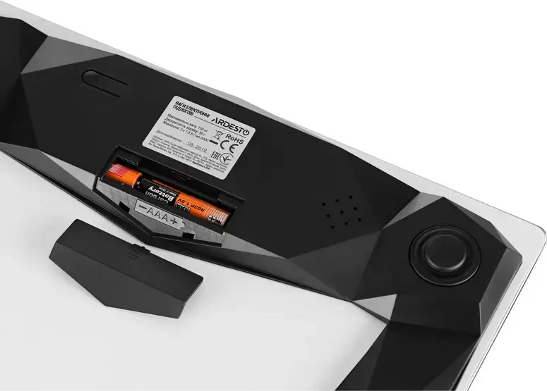 Cantar Electronic de Baie Ardesto SCB-965CAT, Capacitate 150kg, Platforma din Sticla Temperata cu Design Pisica, Afisaj LED, Indicator Temperatura si Baterie, Alb