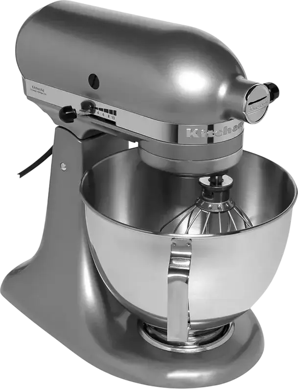 Mixer staționar KitchenAid 5KSM95PSECU Planetar, Bol Inox 4.3L, 250W, 10 Viteze, Cap Basculant, Carcasă Metal, Set de 4 Accesorii, Gri