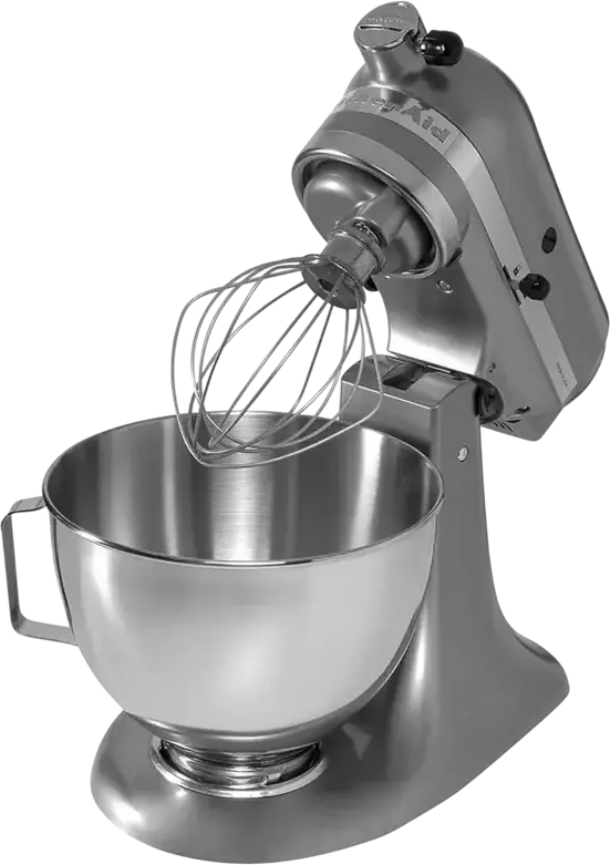 Mixer staționar KitchenAid 5KSM95PSECU Planetar, Bol Inox 4.3L, 250W, 10 Viteze, Cap Basculant, Carcasă Metal, Set de 4 Accesorii, Gri