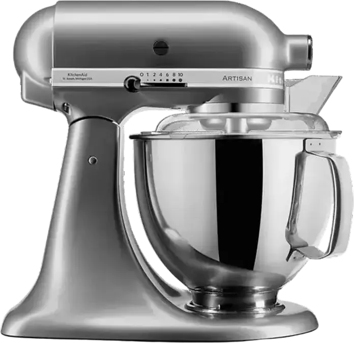 Mixer staționar KitchenAid 5KSM95PSECU Planetar, Bol Inox 4.3L, 250W, 10 Viteze, Cap Basculant, Carcasă Metal, Set de 4 Accesorii, Gri