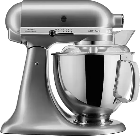 Mixer staționar KitchenAid 5KSM95PSECU Planetar, Bol Inox 4.3L, 250W, 10 Viteze, Cap Basculant, Carcasă Metal, Set de 4 Accesorii, Gri