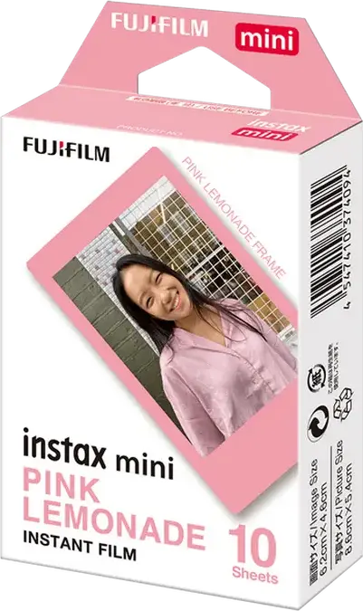 Fujifilm Instax Mini Instant Film, Pink Lemonade Frame, 10 Sheets Pack, Image Size 6.2cm x 4.6cm