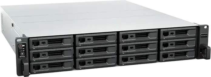 Synology RS2423RP+II 12-Bay RackStation NAS, AMD Ryzen V1780B 3.35 GHz, 8GB DDR4 ECC RAM, 10GbE LAN, PCIe Gen3 Slot, Silver