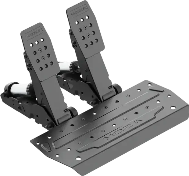 Pedale de simulare MOZA SRP2, Pedale Duble din Otel cu Load Cell Hibrid 0-100kg si Senzor de Unghi de 15-bit, Negru, Windows