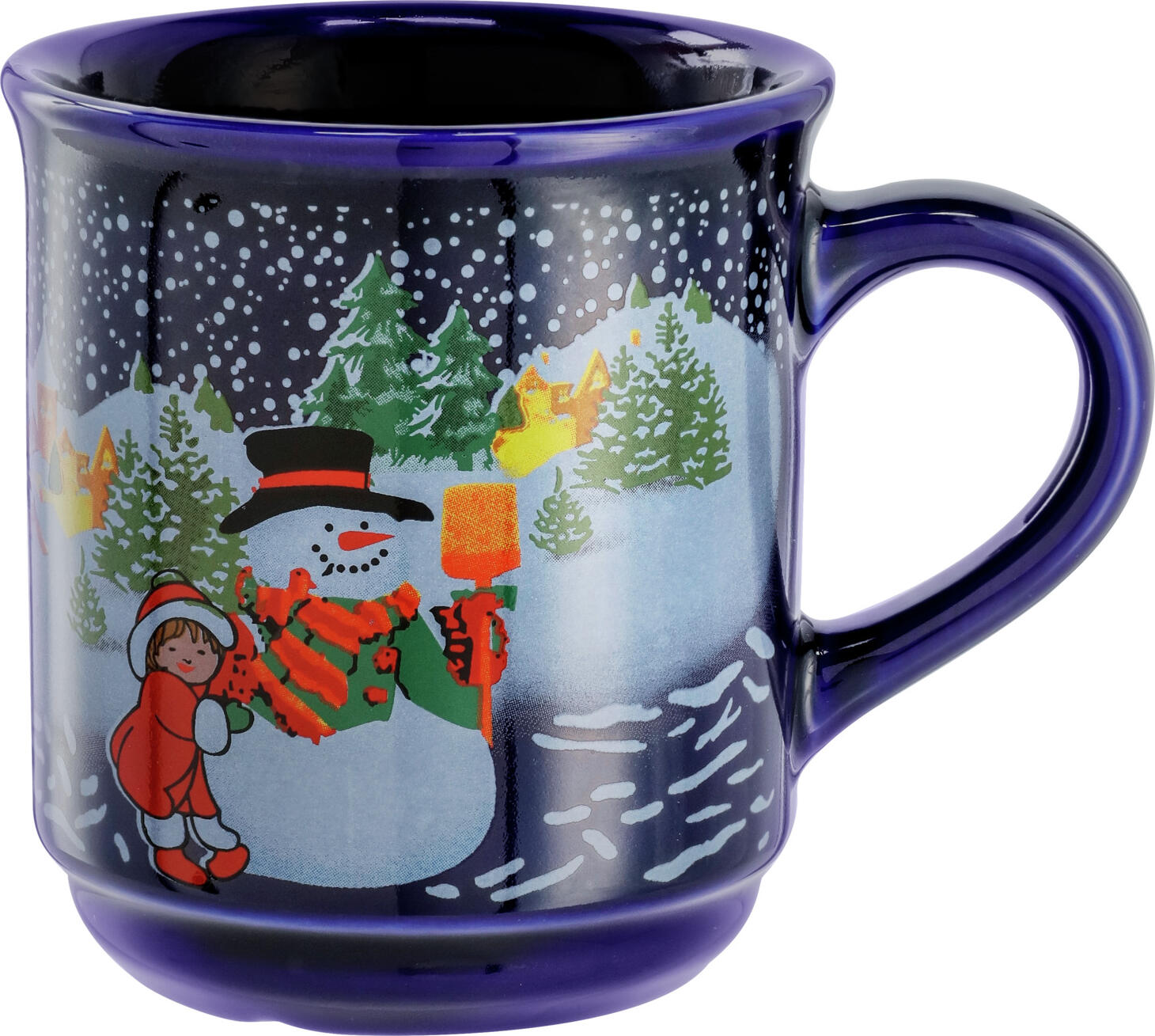 Cani pentru Vin Fiert Pulsiva, Ceramică cu Motive de Crăciun, 240ml, Albastru Închis, Sigure la Mașina de Spălat Vase și Cuptor cu Microunde, Set de 24 Piese