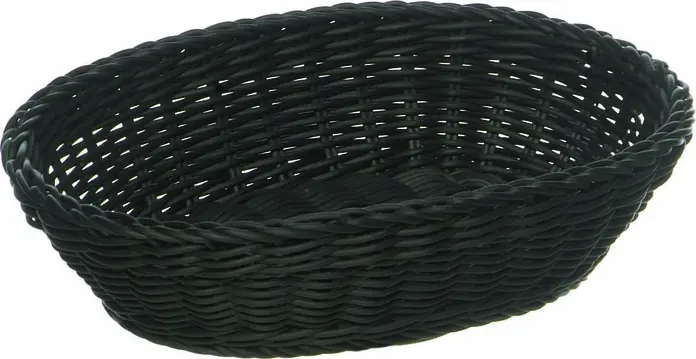 APS PROFI LINE Basket, Polypropylene Shatterproof Stackable Serving Basket, Black, 25x18x6.5 cm, Dishwasher Safe for Bread and Fruit