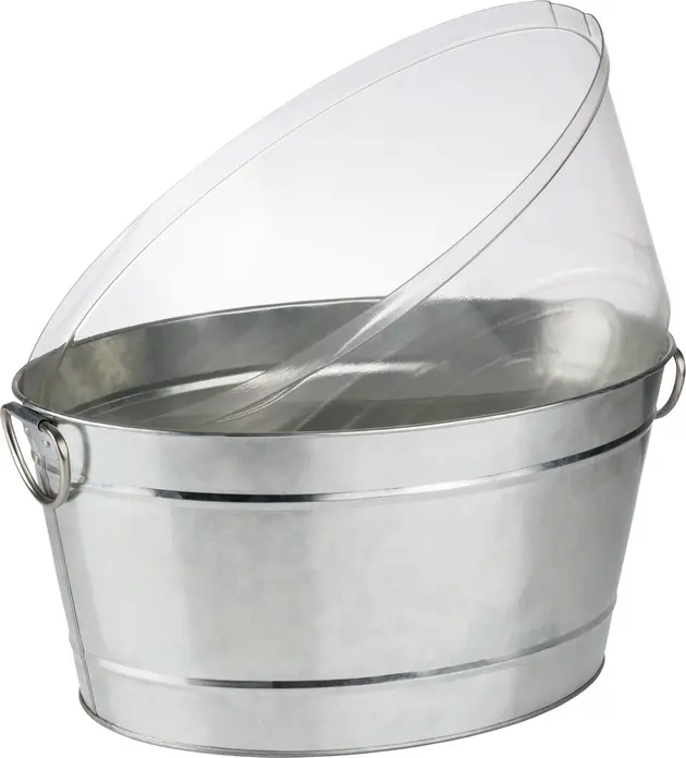 APS TIN Drinks Tub, 18L Galvanized Metal Bottle Cooler with PVC Plastic Insert, Stackable, 50x32x23 cm
