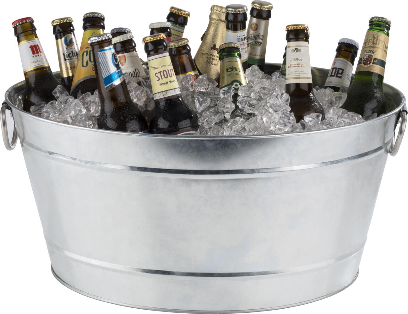 APS TIN Drinks Tub, 18L Galvanized Metal Bottle Cooler with PVC Plastic Insert, Stackable, 50x32x23 cm
