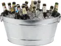 APS TIN Drinks Tub, 18L Galvanized Metal Bottle Cooler with PVC Plastic Insert, Stackable, 50x32x23 cm
