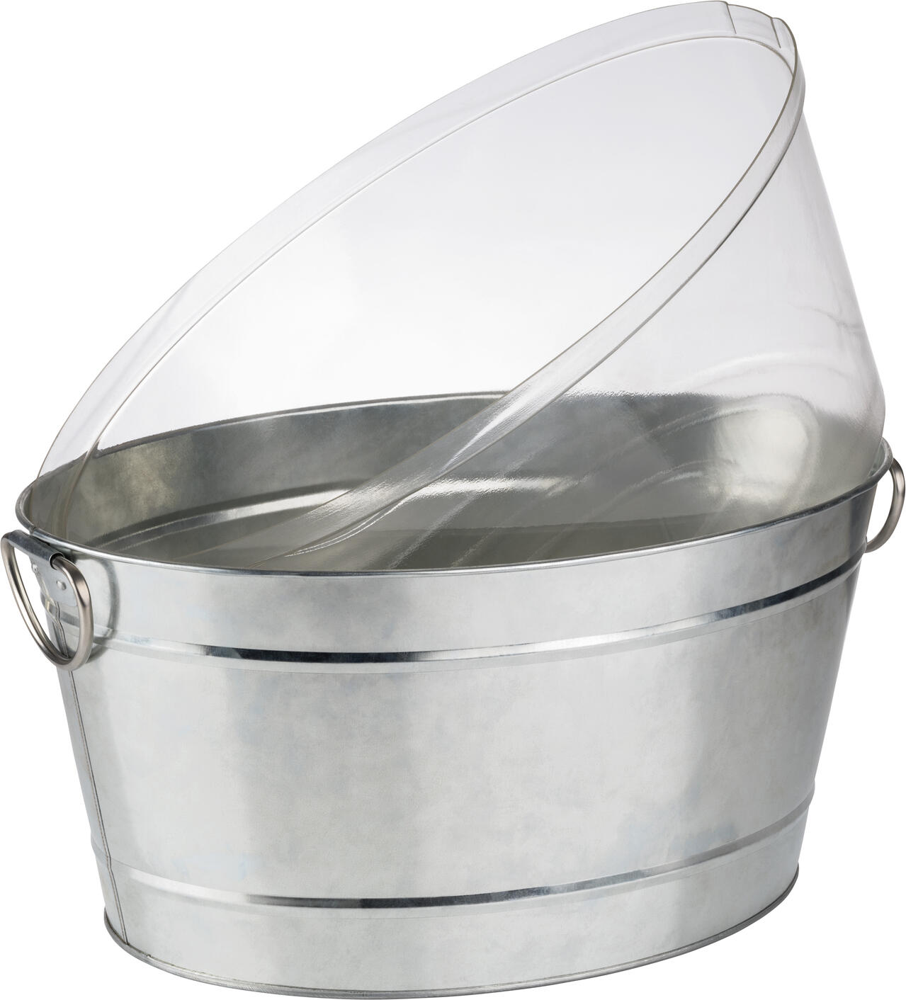 APS TIN Drinks Tub, 18L Galvanized Metal Bottle Cooler with PVC Plastic Insert, Stackable, 50x32x23 cm