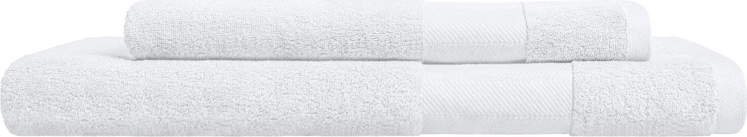 ERWIN M. Evora Hand Towel, 100% Cotton Twisted Terry, 550 g/m², 50x100 cm, White, with Hanging Loop and Herringbone Border, OEKO-TEX Standard 100