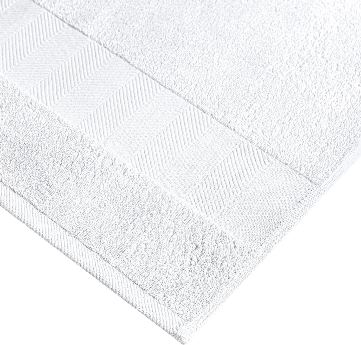 ERWIN M. Evora Hand Towel, 100% Cotton Twisted Terry, 550 g/m², 50x100 cm, White, with Hanging Loop and Herringbone Border, OEKO-TEX Standard 100