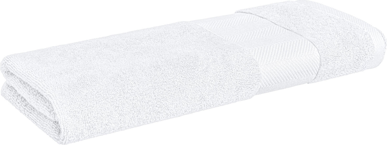 ERWIN M. Evora Hand Towel, 100% Cotton Twisted Terry, 550 g/m², 50x100 cm, White, with Hanging Loop and Herringbone Border, OEKO-TEX Standard 100
