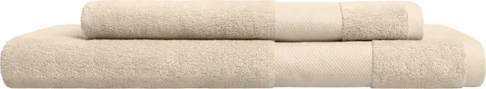 LUSINI Solutions GmbH Evora Shower Towel, 100% Cotton Twisted Terry, 70x140 cm, 550 g/m², Beige with Herringbone Border, OEKO-TEX Standard 100