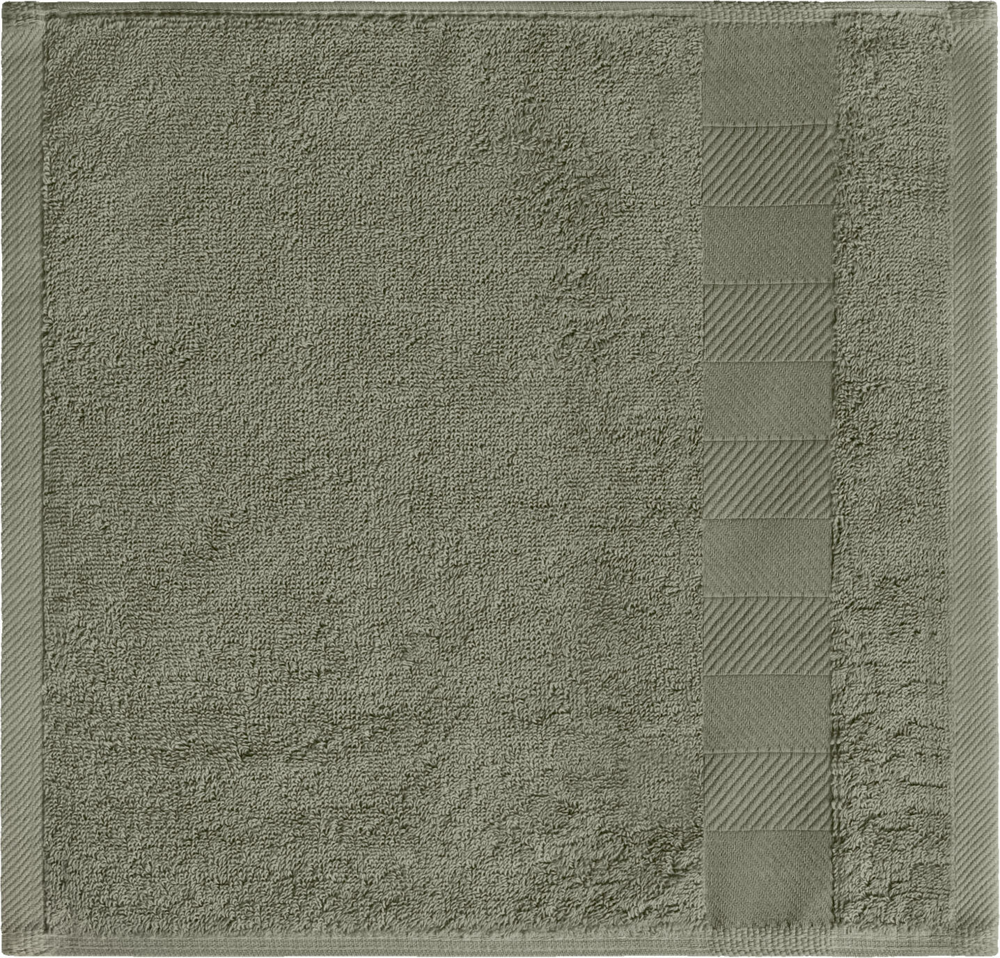 LUSINI Solutions GmbH Evora Soap Towels, 100% Cotton Twisted Terry, 30x30 cm, Stone-Grey, Herringbone Border with Hanging Loop, Set of 5