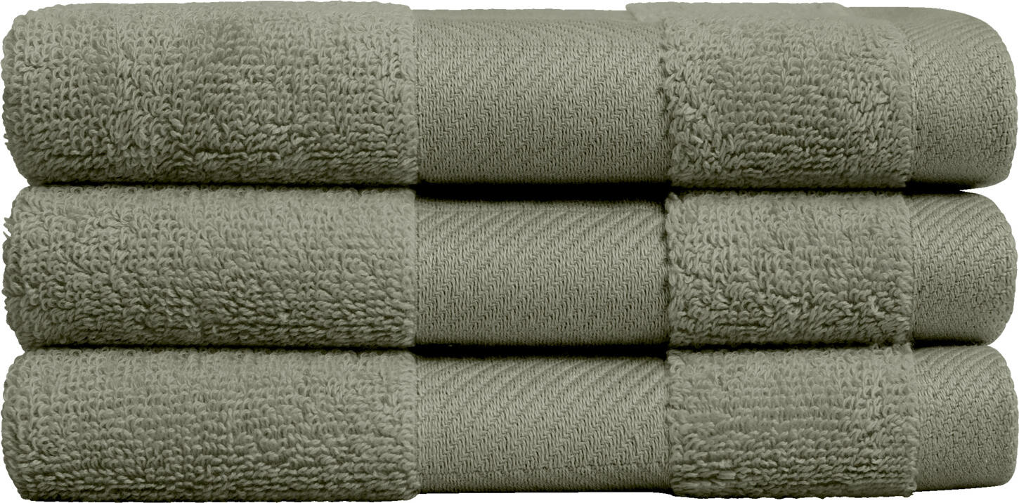 LUSINI Solutions GmbH Evora Soap Towels, 100% Cotton Twisted Terry, 30x30 cm, Stone-Grey, Herringbone Border with Hanging Loop, Set of 5