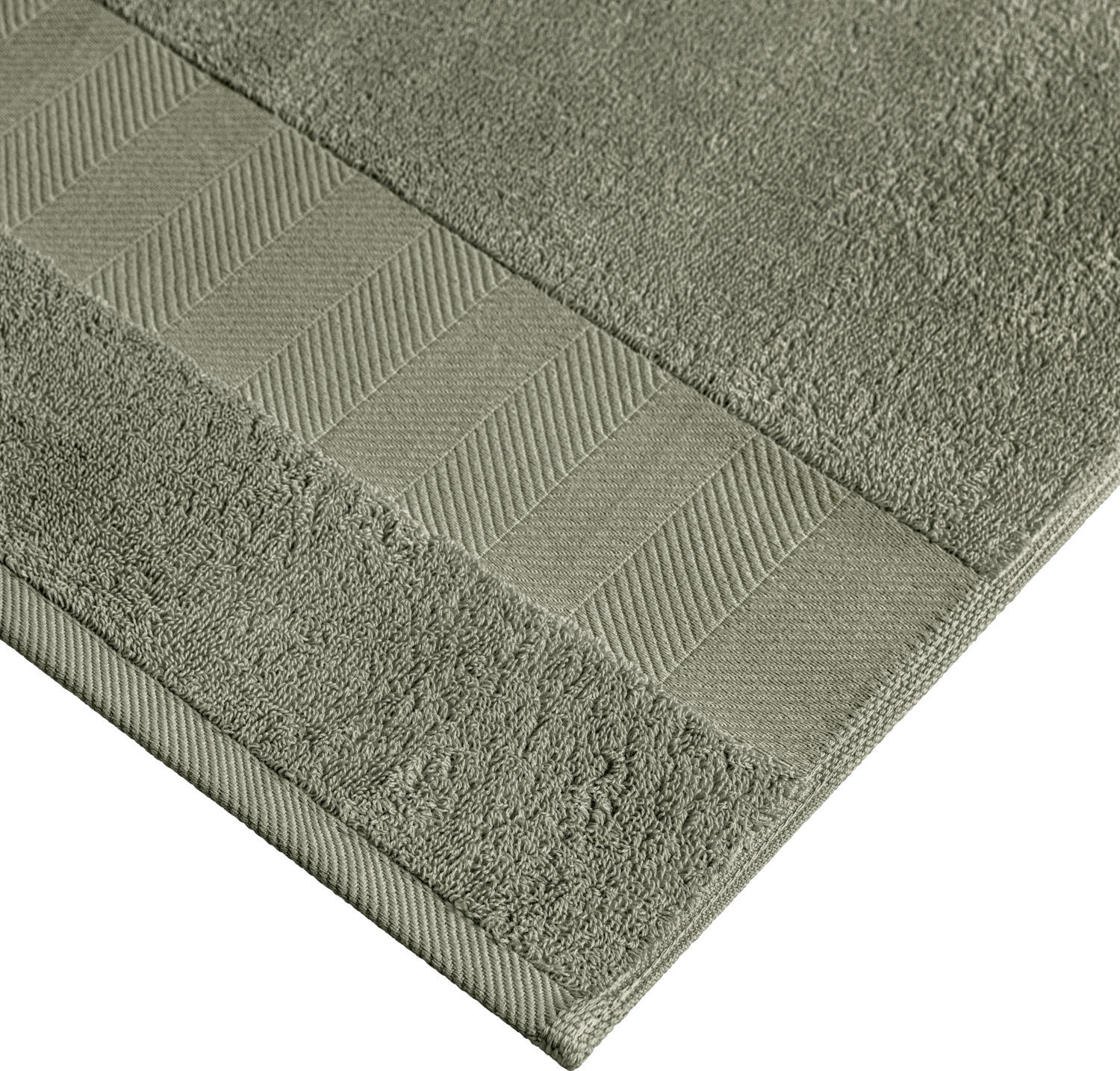 LUSINI Solutions GmbH Evora Soap Towels, 100% Cotton Twisted Terry, 30x30 cm, Stone-Grey, Herringbone Border with Hanging Loop, Set of 5
