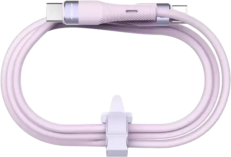 Кабель Nillkin Flowspeed USB-C - USB-C 60Вт Power Delivery 2.4А 1.2м из жидкого силикона, гибкий, износостойкий, алюминиевый сплав, Цвет: Фиолетовый