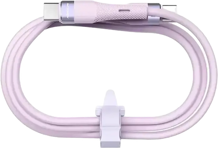 Кабель Nillkin Flowspeed USB-C - USB-C 60Вт Power Delivery 2.4А 1.2м из жидкого силикона, гибкий, износостойкий, алюминиевый сплав, Цвет: Фиолетовый