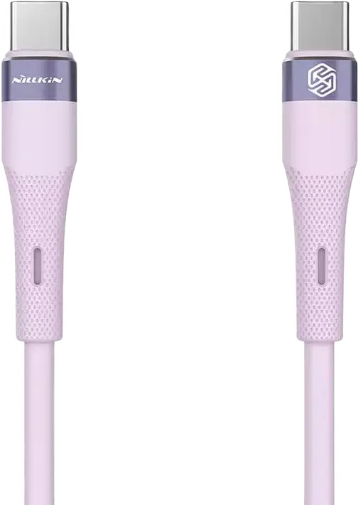Кабель Nillkin Flowspeed USB-C - USB-C 60Вт Power Delivery 2.4А 1.2м из жидкого силикона, гибкий, износостойкий, алюминиевый сплав, Цвет: Фиолетовый