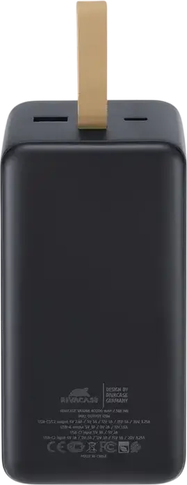 Rivacase VA1084 Power Bank 40000mAh 65W Power Delivery Fast Charging Li-Polymer Battery with LCD Display and USB-C Ports, Black