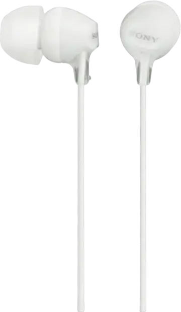 Sony MDR-EX15AP In-Ear Wired Headphones, White, with Integrated Microphone, 9mm Dynamic Neodymium Drivers, 3.5mm Gold-Plated L-Shaped Jack, Set of 3 Earbud Tips