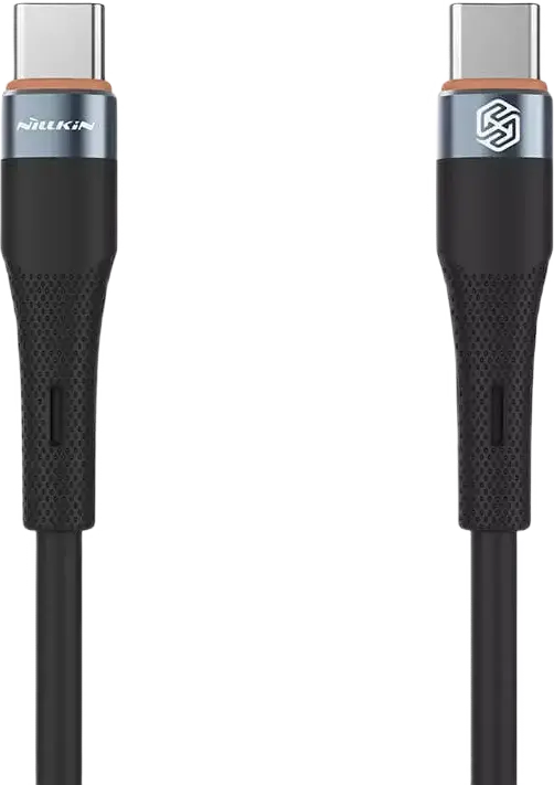 Cablu Nillkin Flowspeed USB-C la USB-C 60W Power Delivery 2.4A 1.2m din Silicon Lichid Flexibil Anti-nod Aluminum Alloy, Negru