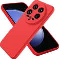 Xcover Liquid Silicone Case for Xiaomi 14 Ultra, Red, Full-Body Soft-Touch Matte Protective Cover with Precise Camera and Port Cutouts