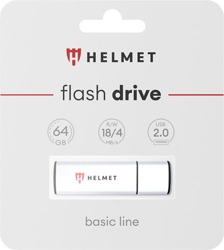Stick USB 2.0 Helmet Basic Line 64 GB Argintiu Metalic Design Minimalist cu Capac HMTUSBD20BL64GBSL