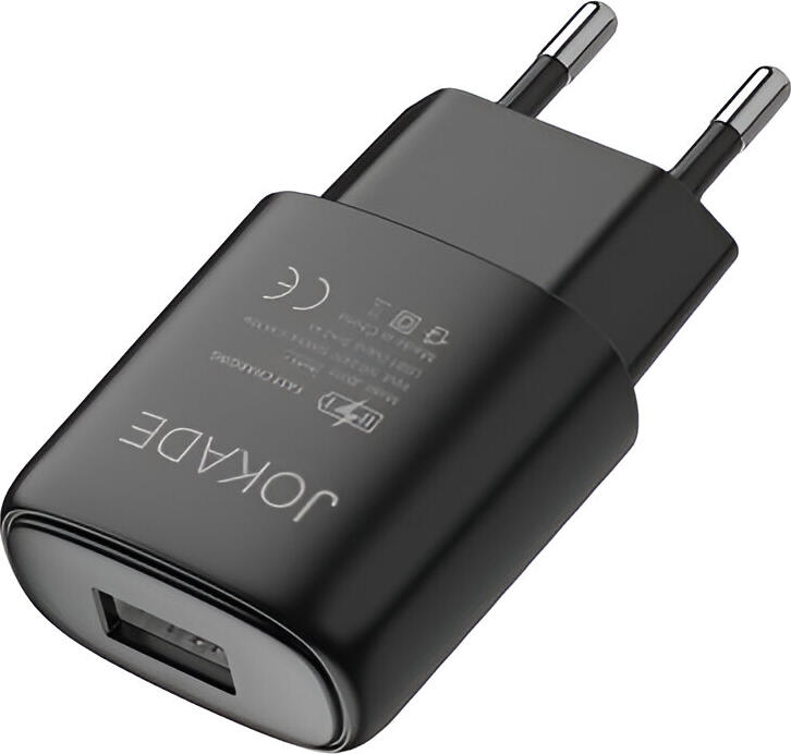 Jokade Wall Charger 3A, Single USB Type-A Port, Fast Charging EU Plug, Smart Energy Distribution, Overvoltage Protection, Color: Black