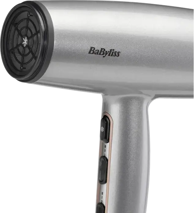 BaByliss Cosmos D580DE Hair Dryer, 2100W, Ionic and Ceramic Technology, 3 Temperature and 2 Speed Settings, Cold Shot, Silver, with Diffuser and Concentrator