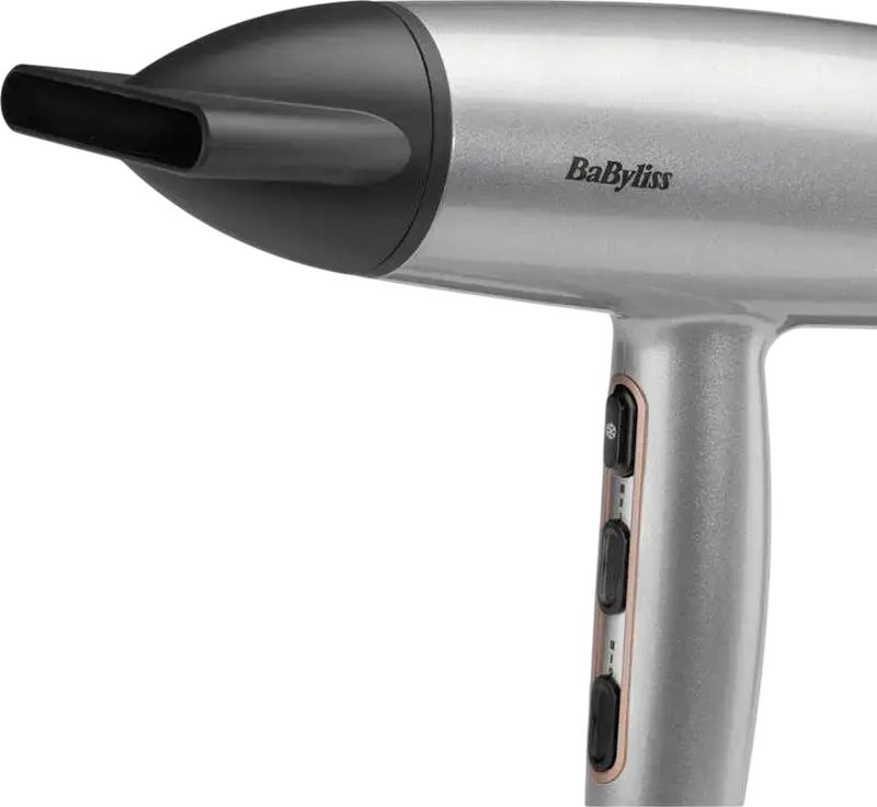BaByliss Cosmos D580DE Hair Dryer, 2100W, Ionic and Ceramic Technology, 3 Temperature and 2 Speed Settings, Cold Shot, Silver, with Diffuser and Concentrator
