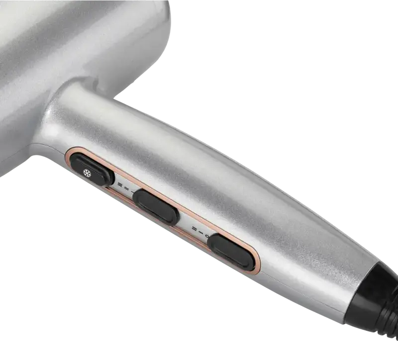 BaByliss Cosmos D580DE Hair Dryer, 2100W, Ionic and Ceramic Technology, 3 Temperature and 2 Speed Settings, Cold Shot, Silver, with Diffuser and Concentrator