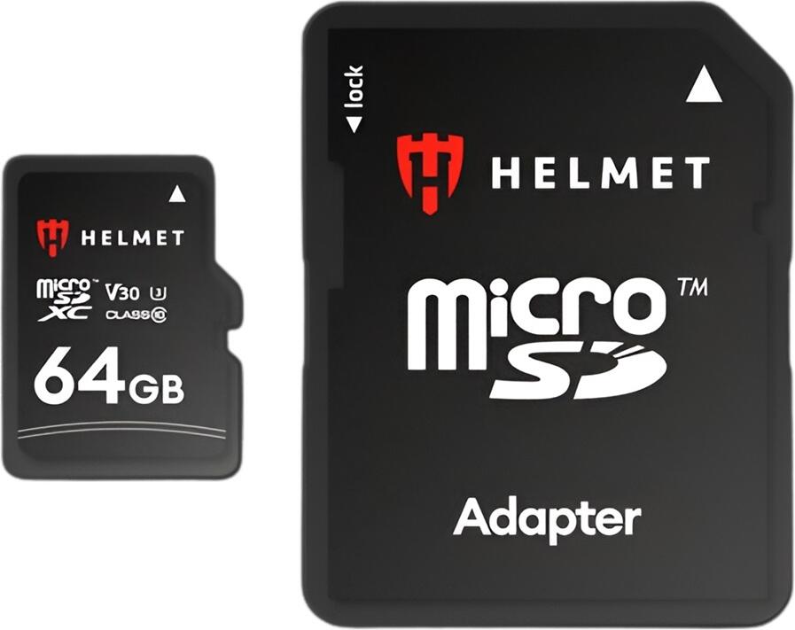 Карта памяти Helmet Speed Line 64GB microSDXC UHS-I U3 V30 Class 10, скорость чтения 100МБ/с для 4K видео, смартфонов и дронов с SD-адаптером